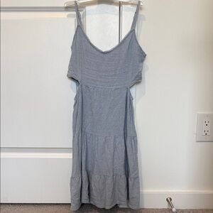 Altar'd State Soft Blue Tiered Midi Dress